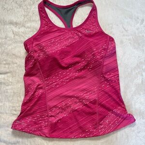 Nike Women’s Dri-FIT Pink Racerback Tank Built in Bra 2 Pockets In Back SZ S